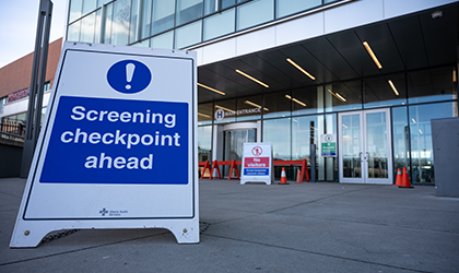 COVID-19 Screening Checkpoint at Chinook Regional Hospital in Lethbridge, Alberta