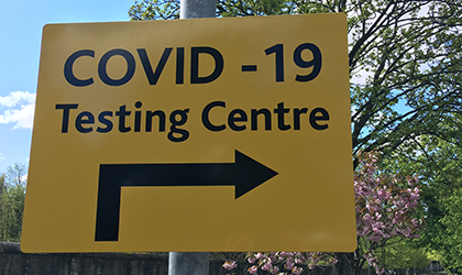 COVID-19 testing centre direction sign